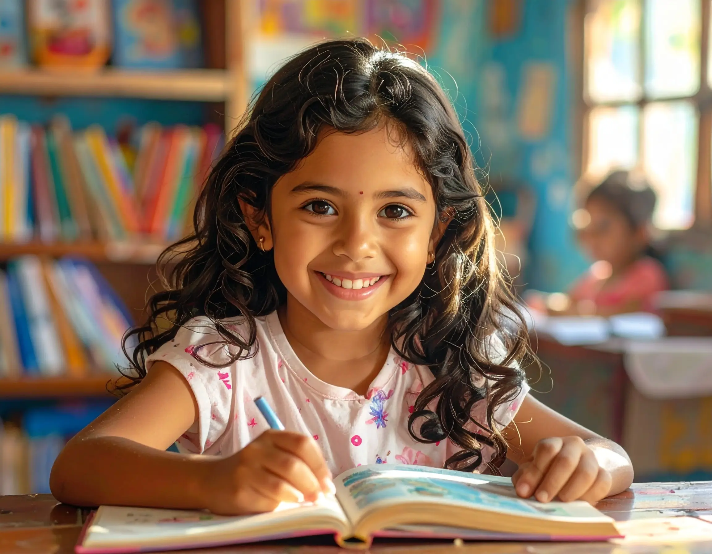 Criança feliz com atividade